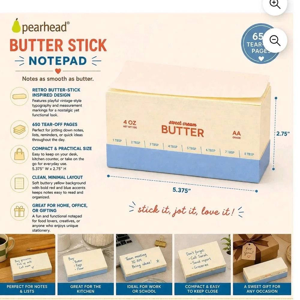 Pearhead Stationery Set Yellow Blue New Butter Binder Notebook Notepad